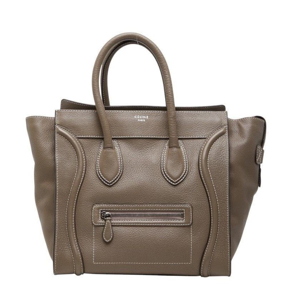 Celine Luggage Medium Handbag Gray Leather